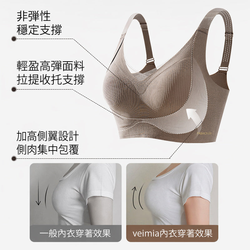 【優惠2件組 NT$1,690】VEIMIA 防下垂矯正內衣 | 親膚舒適、輕盈好穿。穩定支撐胸型，幫助維持自然胸部曲線；無痕包覆側胸與背部線條，穿搭不易顯痕，打造俐落平順的整體輪廓。