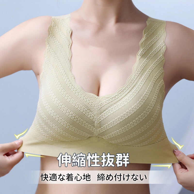 【兩件套裝 3,990 日圓】VEIMIA 大尺碼睡眠內衣 | 泡泡紗材質增添女性魅力，展現可愛風采。優異的透氣性，即使流汗也不悶熱。採用 3D 立體剪裁，溫柔支撐胸部。