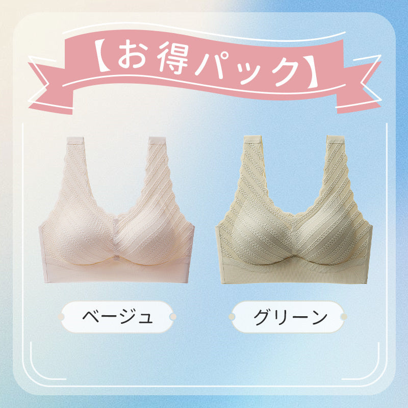 【兩件套裝 3,990 日圓】VEIMIA 大尺碼睡眠內衣 | 泡泡紗材質增添女性魅力，展現可愛風采。優異的透氣性，即使流汗也不悶熱。採用 3D 立體剪裁，溫柔支撐胸部。