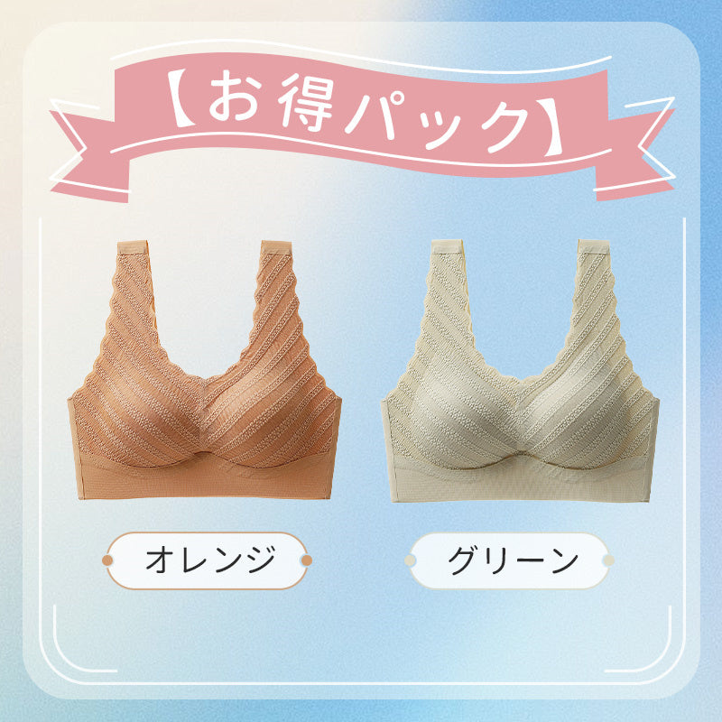 【兩件套裝 3,990 日圓】VEIMIA 大尺碼睡眠內衣 | 泡泡紗材質增添女性魅力，展現可愛風采。優異的透氣性，即使流汗也不悶熱。採用 3D 立體剪裁，溫柔支撐胸部。