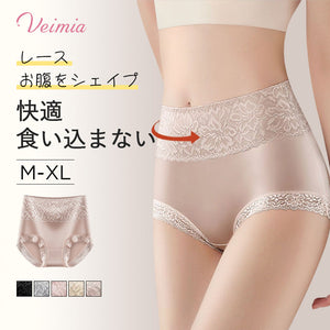 VEIMIA【高腰收腹褲】【3件套裝¥4,990日圓】柔滑的觸感與精緻的寬版蕾絲交織出優雅的細節，成就美麗的成品。