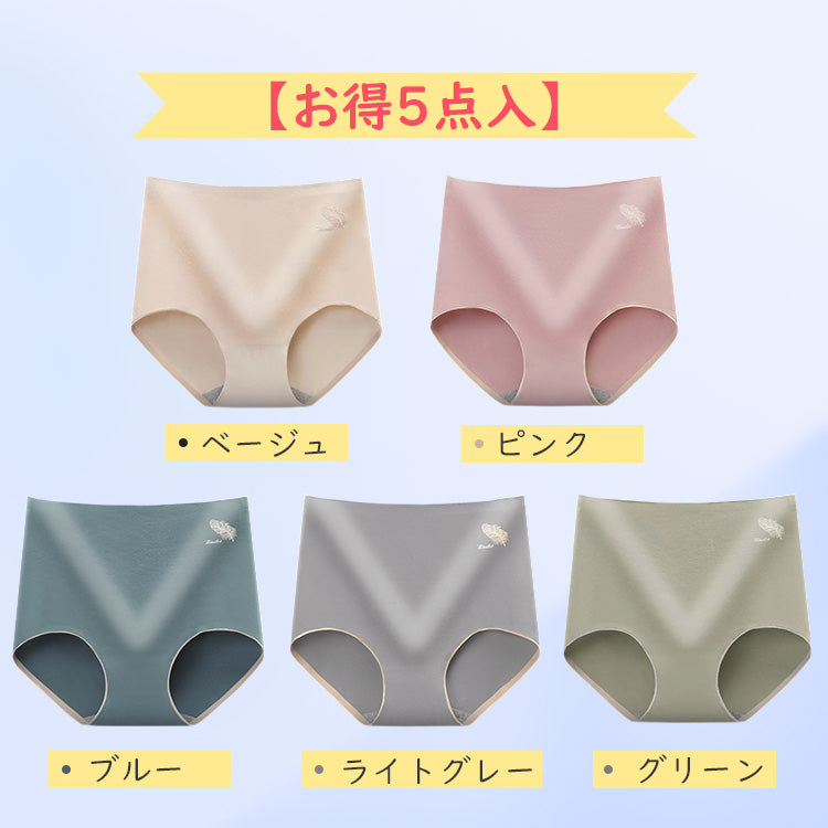 VEIMIA【高腰收腹褲】【5件套裝特價¥6,990日元】不勒不緊，穿著舒適。100%純棉褲底，吸水性、透氣性極佳。