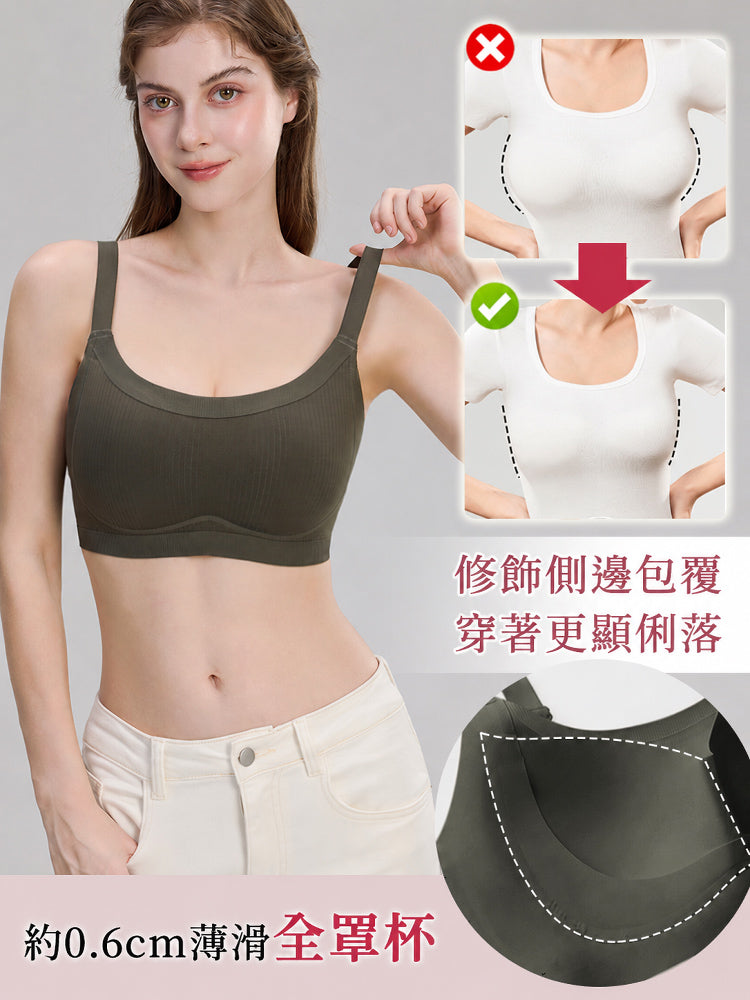 【優惠2件組 NT$1,690】VEIMIA 顯小胸罩內衣 | 採用 0.6 公分薄型罩杯，透氣性極佳，持續舒適。無鋼圈設計輕柔支撐胸部，打造俐落小胸效果。