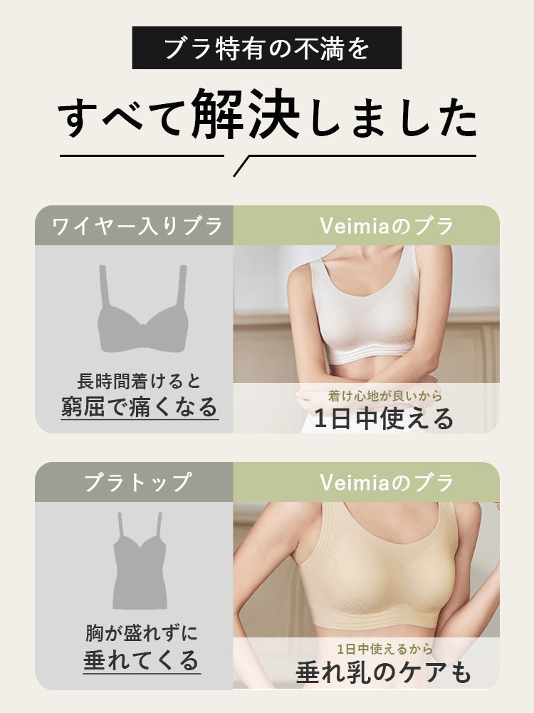 【2件套6,980日圓】 VEIMIA 晚安內衣 | 全天候可穿著的育乳晚安內衣 適合想晝夜舒適地保養胸部的您