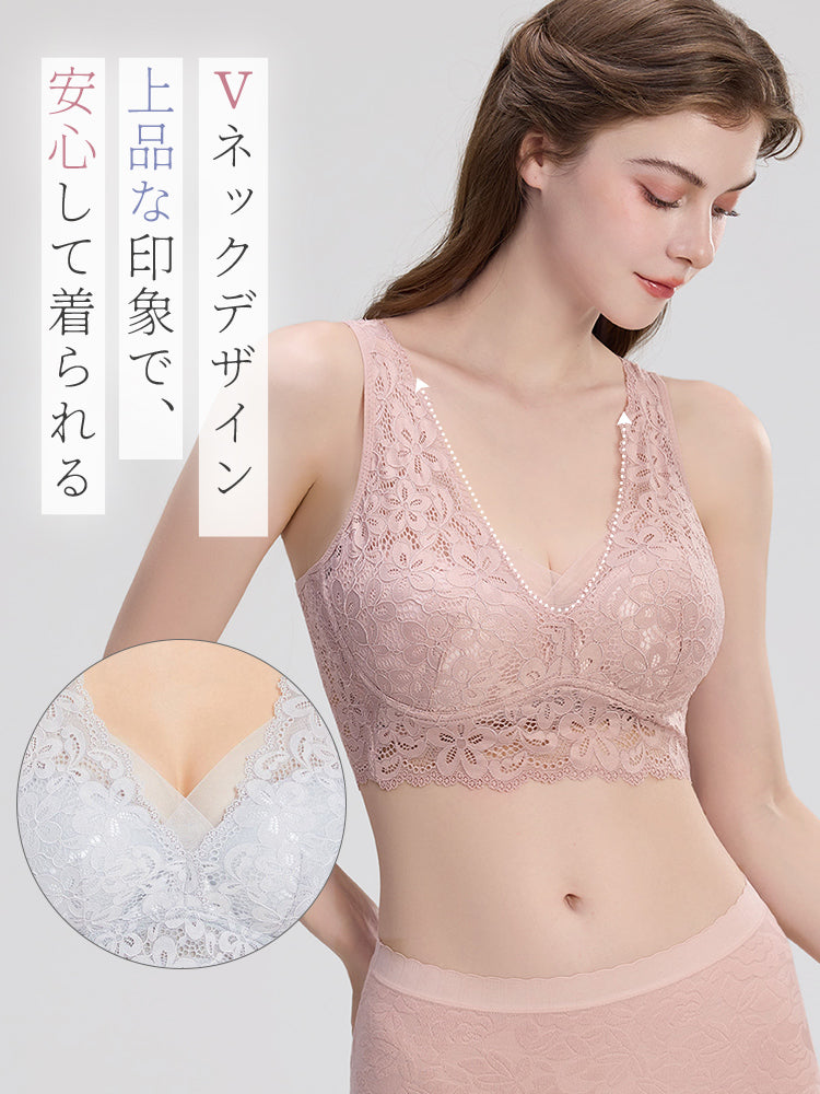 【兩件組6,980日圓】VEIMIA 晚安內衣 | 美胸護理晚安內衣 柔軟全蕾絲 獻給重視晚安內衣外觀及穿著舒適感的人