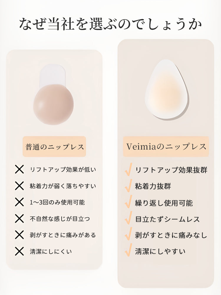 【3套（6片）¥4,980】VEIMIA 乳貼 | 貼上即可輕鬆提拉！長時間佩戴也不易下垂，安心感十足～厚度0.2cm，貼合肌膚，極薄設計穿衣不易顯痕♪ 即使流汗或遇水也不易脫落～可重複使用！