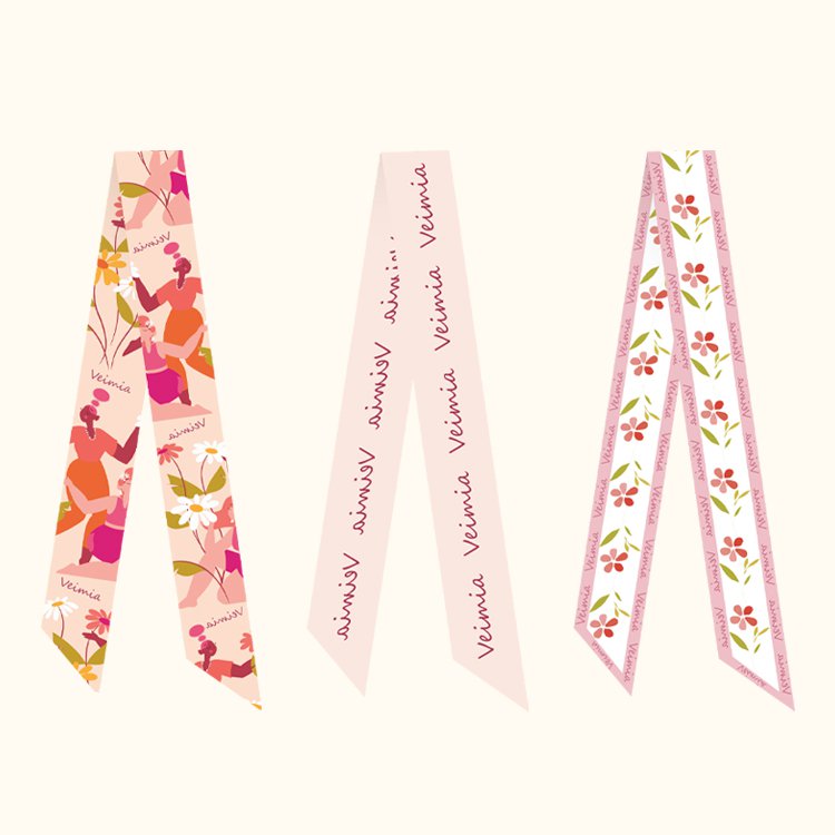 VEIMIA【絲帶領巾】可用於頭部、頸部、手腕、腰部、包包等多種用途的細長型領巾。