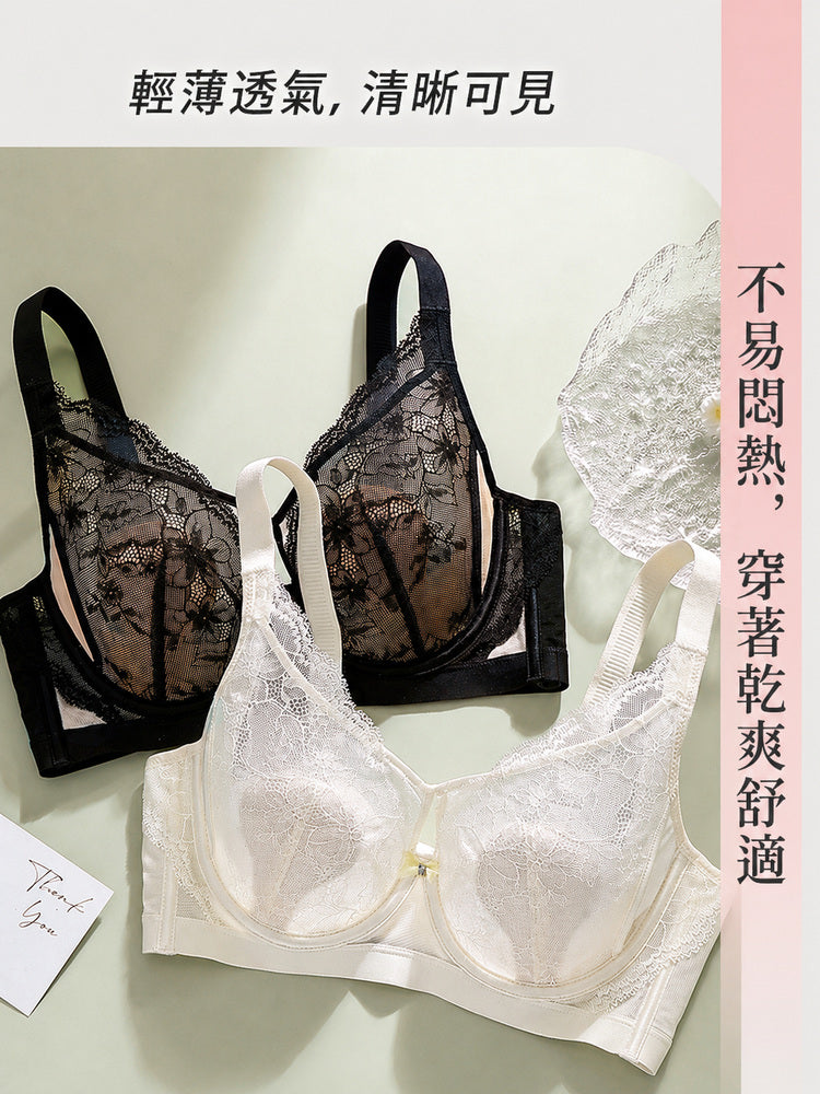 【兩件套裝NT$1,890】VEIMIA 蕾絲胸罩 | 花卉蕾絲 輕薄卻能打造美麗輪廓 獻給想優雅修飾胸型的您