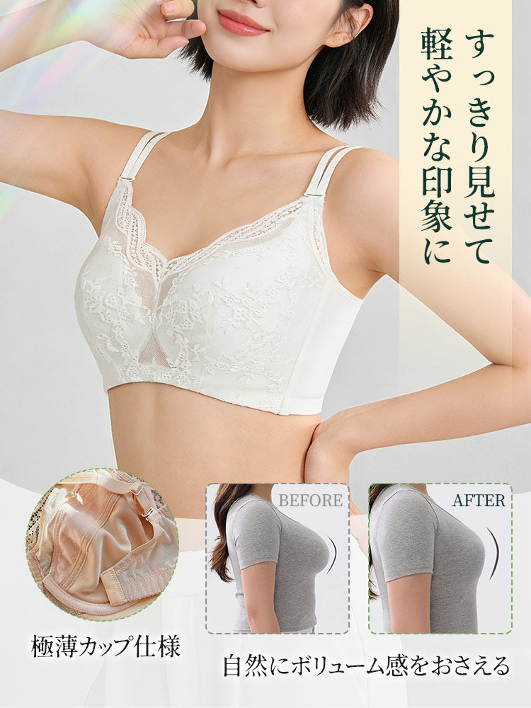 【兩件裝 7,980 日圓】VEIMIA 蕾絲胸罩 | 即使是大尺碼胸圍也能美化背部線條，提供良好支撐，適合想以精緻蕾絲展現美麗的您