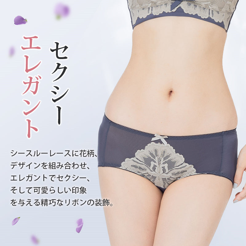 VEIMIA【透視內褲】優雅透膚內褲。完整包覆臀部，穩定性極佳，不易顯痕。