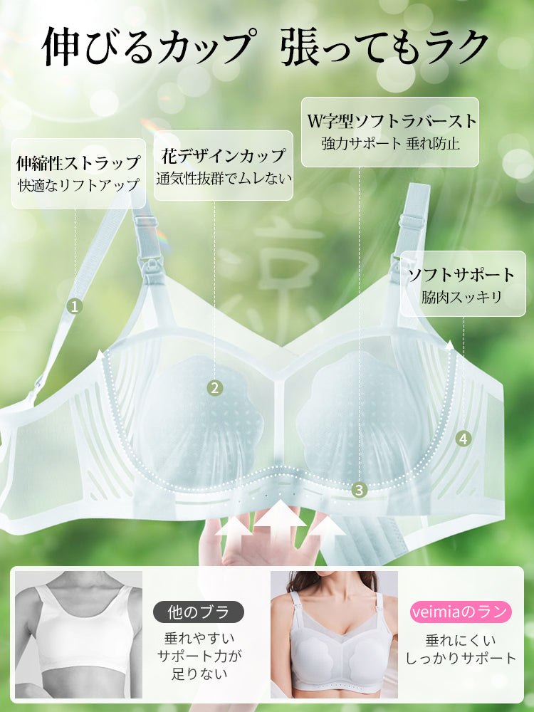 【兩件組 6,980 日圓】VEIMIA 哺乳內衣 | 24 小時涼感透氣 超強防下垂 懷孕期到哺乳期都能舒適貼合