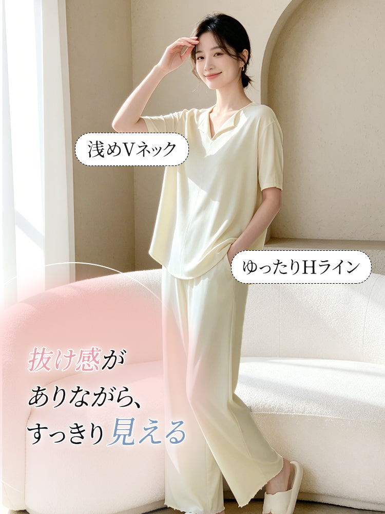 【2件套11,880日元】VEIMIA 居家服 | 輕薄涼爽觸感 柔滑親膚 附胸墊 居家或有客人來訪都安心