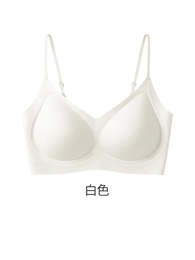 VEIMIA 涼感無痕內衣 | 涼感親膚無痕設計，清爽舒適一整天！宛如裸肌般的輕盈穿著感，柔和支撐搭配細肩帶設計，不易外露。搭配輕薄上衣也不易透出，展現優美身形輪廓。