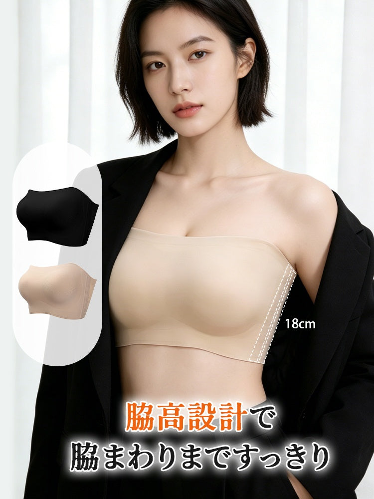 【兩件組特價 7,980 日圓】VEIMIA 無肩帶胸罩 | F罩杯也安穩不滑落，服貼無束縛感，適合露肩穿搭、白色 T 恤