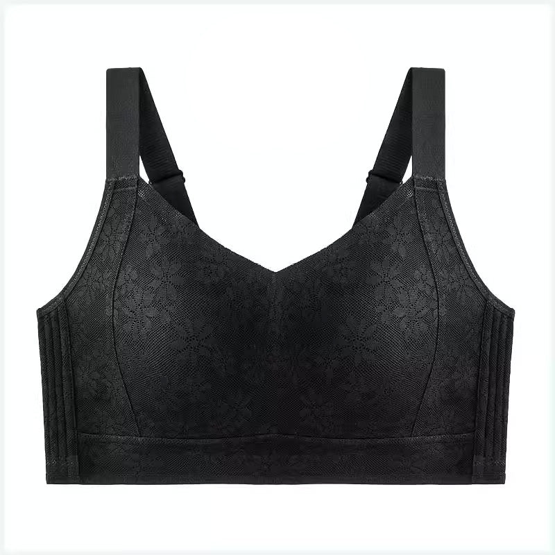 【兩件套裝價¥7,980日圓】VEIMIA 小胸顯瘦內衣 | 超薄透氣無縫緹花材質，打造無痕美感！輕薄兔耳罩杯，提托防下垂效果卓越。加寬肩帶提供穩定性，高彈性材質貼合身形，塑形力出色。高脅邊設計收緊腋下贅肉，大尺碼款式讓豐滿女性也能輕鬆穿著。