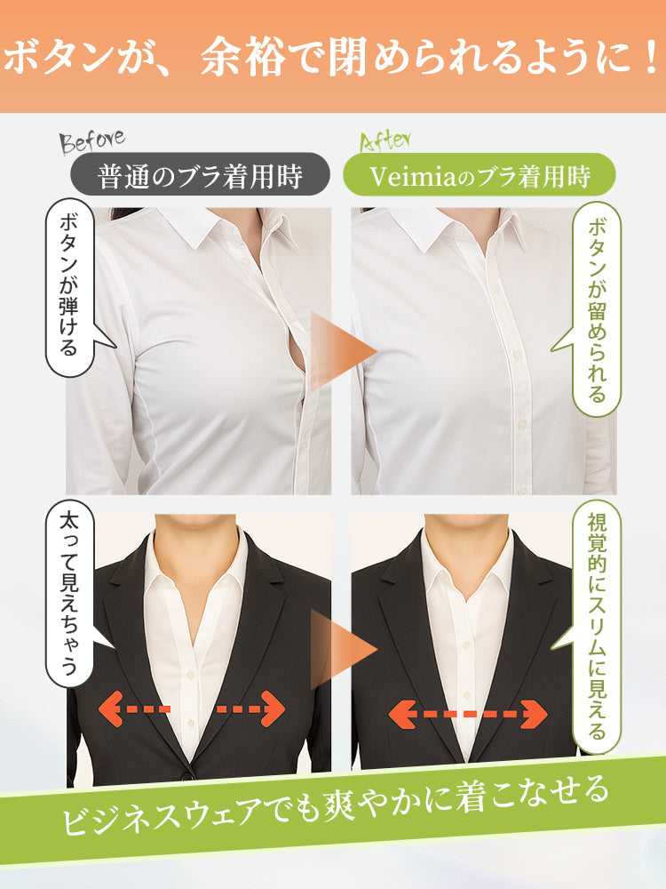 【兩件組，6,980日圓】VEIMIA 小胸顯瘦內衣 | 顯瘦、防下垂、改善外擴，多種場合皆適用