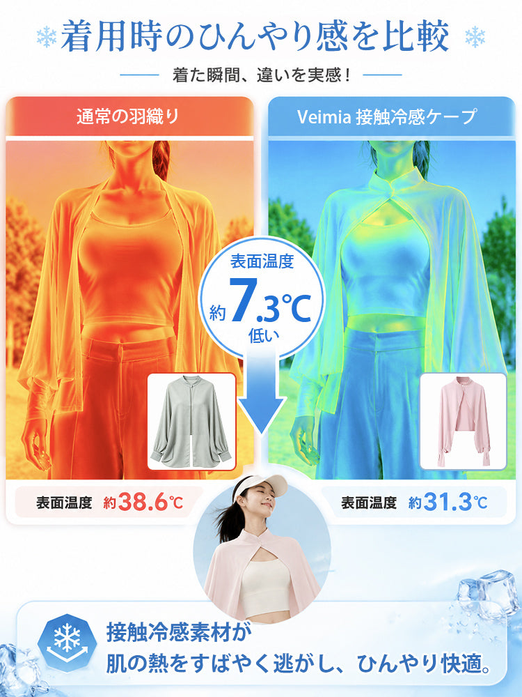 uv カット ケープ 通常の羽織りより表面温度を低く保つ VEIMIA
